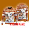 Texas Longhorns NCAA Snoopy Cute Christmas Ugly Sweater 3D Gift For Fans Custom Name