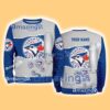 Toronto Blue Jays MLB Sporty Color Custom Name Christmas Ugly Sweater Gift For Fans