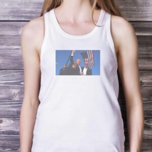 TRUMP SHOT SHIRT - Trump Shot Quality Tee, Trump Support Shirt - White Ladies Tank Top