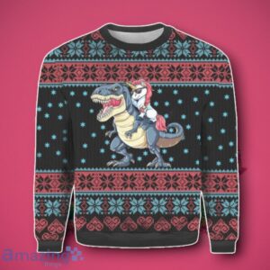 Unicorn Riding Dinosaur To Christmas Town Ugly 3D Sweater Unique Gift Product Photo 2