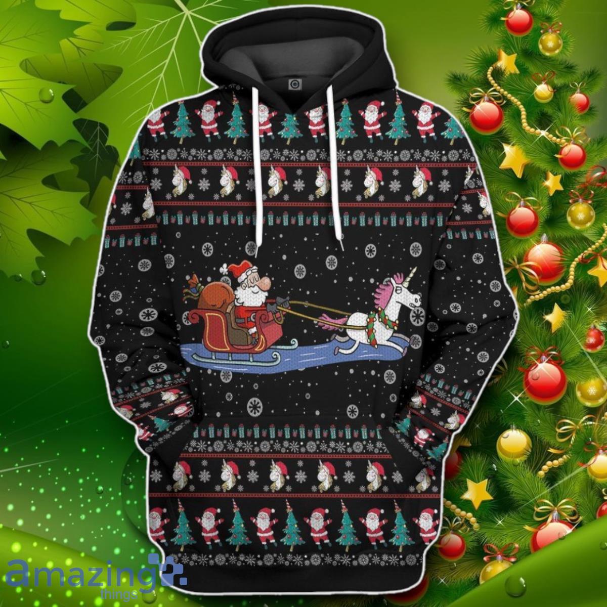 Unicorn Santa Ugly Christmas Sweater Custom Impressive Gift image Unicorn Santa Ugly Christmas Sweater Custom Impressive Gift Product Photo 1