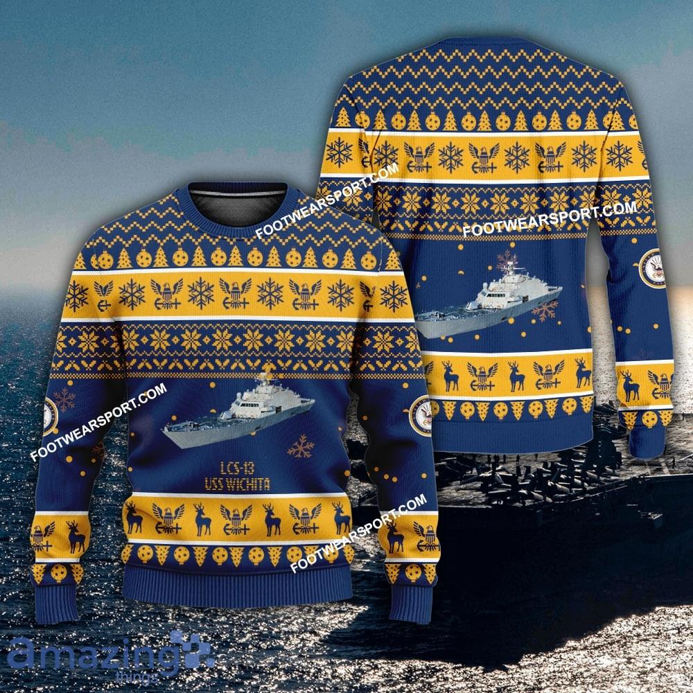 USS Wichita (LCS 13) Xmas US Navy Ugly 3D Sweater For Men Women image USS Wichita (LCS-13) Xmas US Navy Ugly 3D Sweater For Men Women - USS Wichita (LCS-13) Xmas US Navy Ugly 3D Sweater For Men Women