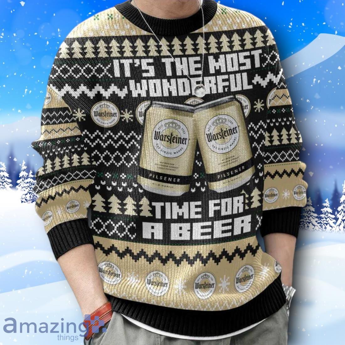 Warsteiner It’s The Most Wonderful Time For A Beer Ugly Christmas Sweater New Design image Warsteiner It’s The Most Wonderful Time For A Beer Ugly Christmas Sweater New Design Product Photo 4