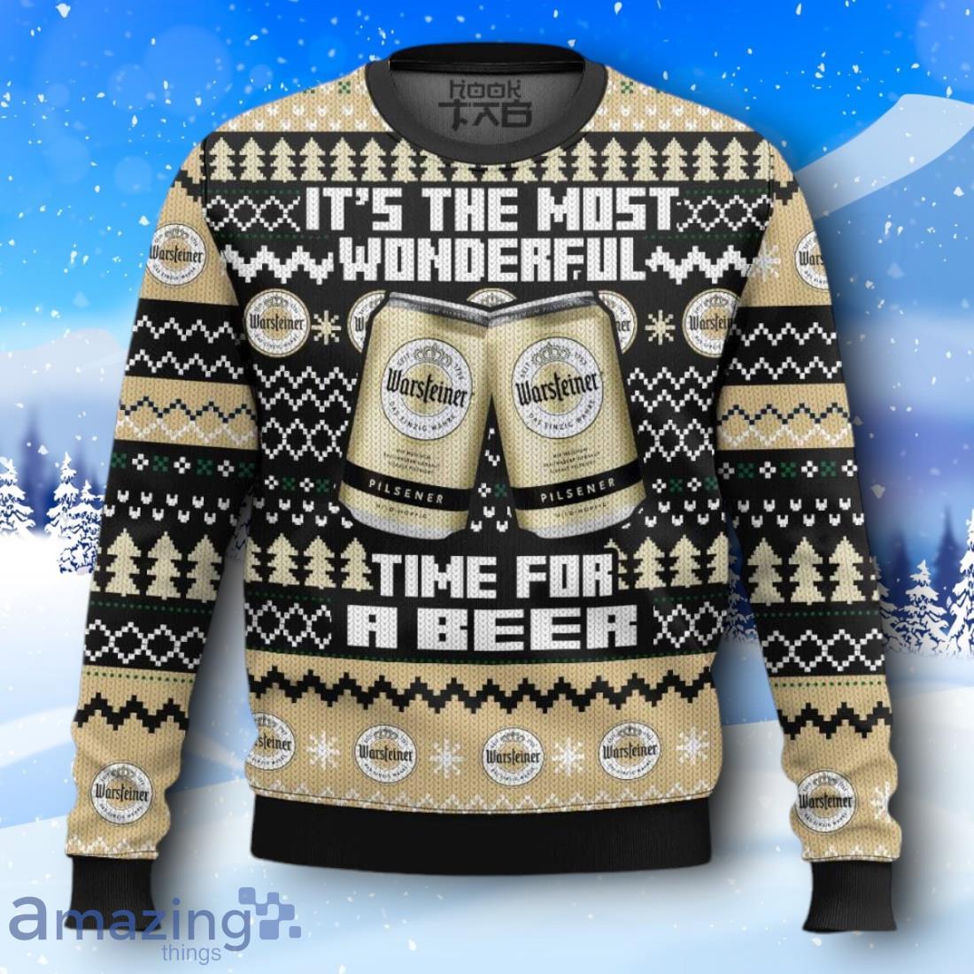 Warsteiner It’s The Most Wonderful Time For A Beer Ugly Christmas Sweater New Design image Warsteiner It’s The Most Wonderful Time For A Beer Ugly Christmas Sweater New Design Product Photo 1