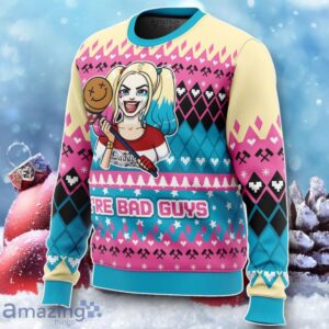 We’re Bad Guys Harley Quinn DC Comics Ugly Christmas Sweater Unique Gift Product Photo 2