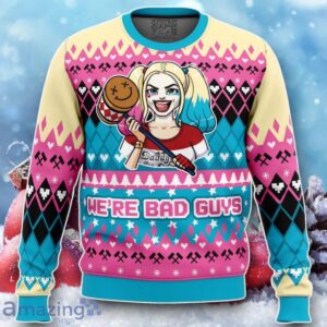 We’re Bad Guys Harley Quinn DC Comics Ugly Christmas Sweater Unique Gift Product Photo 1