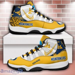 West Virginia Mountaineers Air Jordan 11 Sneakers Custom Name Sport Team Shoes For Men And Women Product Photo 1