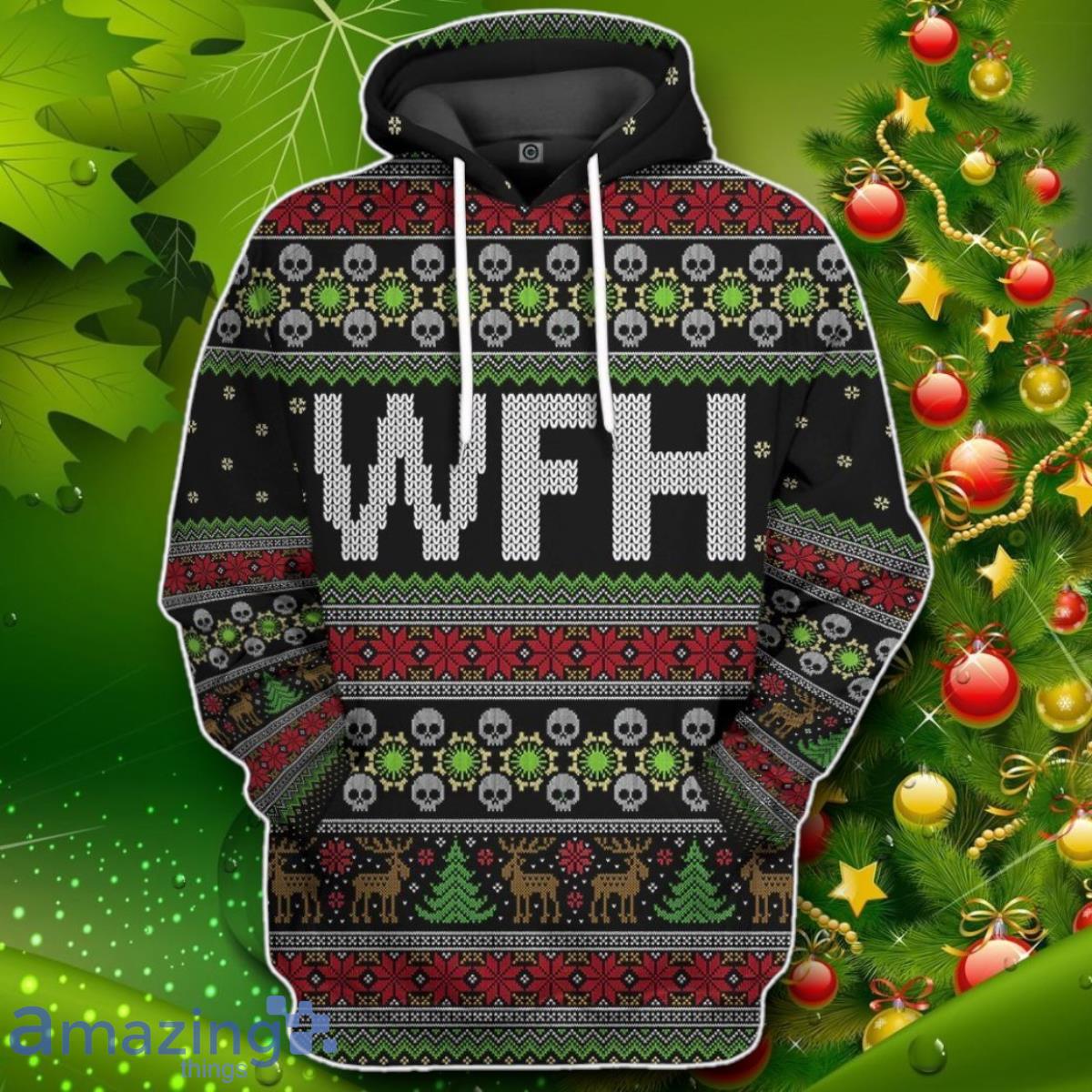 WFH Work From Home Ugly Christmas Sweater Custom Tshirt Impressive Gift image WFH Work From Home Ugly Christmas Sweater Custom Tshirt Impressive Gift Product Photo 1