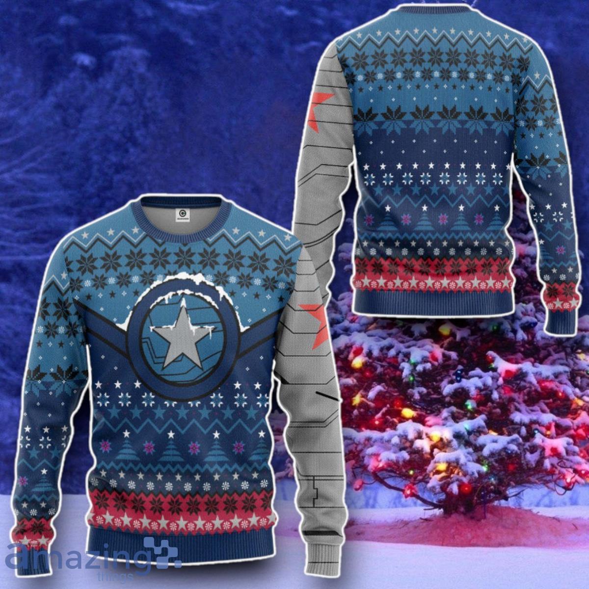 Winter Soldier Star Of Bucky Christmas Custom Ugly Sweater Style Gift image Winter Soldier Star Of Bucky Christmas Custom Ugly Sweater Style Gift Product Photo 1
