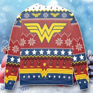 Wonder Woman Logo DC Snowflakes Pattern Ugly Christmas Sweater Unique Gift Product Photo 2