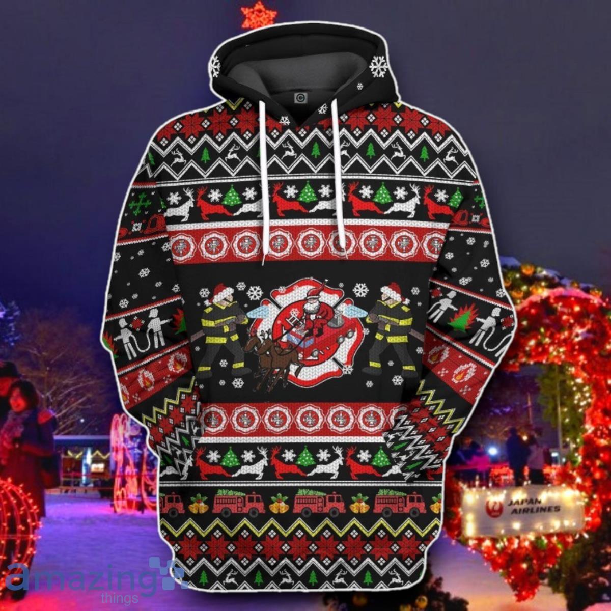 Xmas Firefighter Ugly Christmas 3D Sweater Custom Hoodie Apparel Best Gift image Xmas Firefighter Ugly Christmas 3D Sweater Custom Hoodie Apparel Best Gift Product Photo 1
