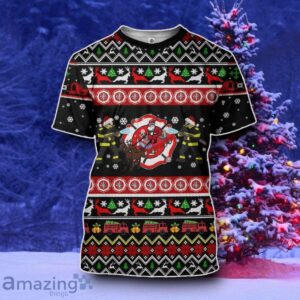 Xmas Firefighter Ugly Christmas Sweater Style Gift Custom Tshirt Product Photo 1