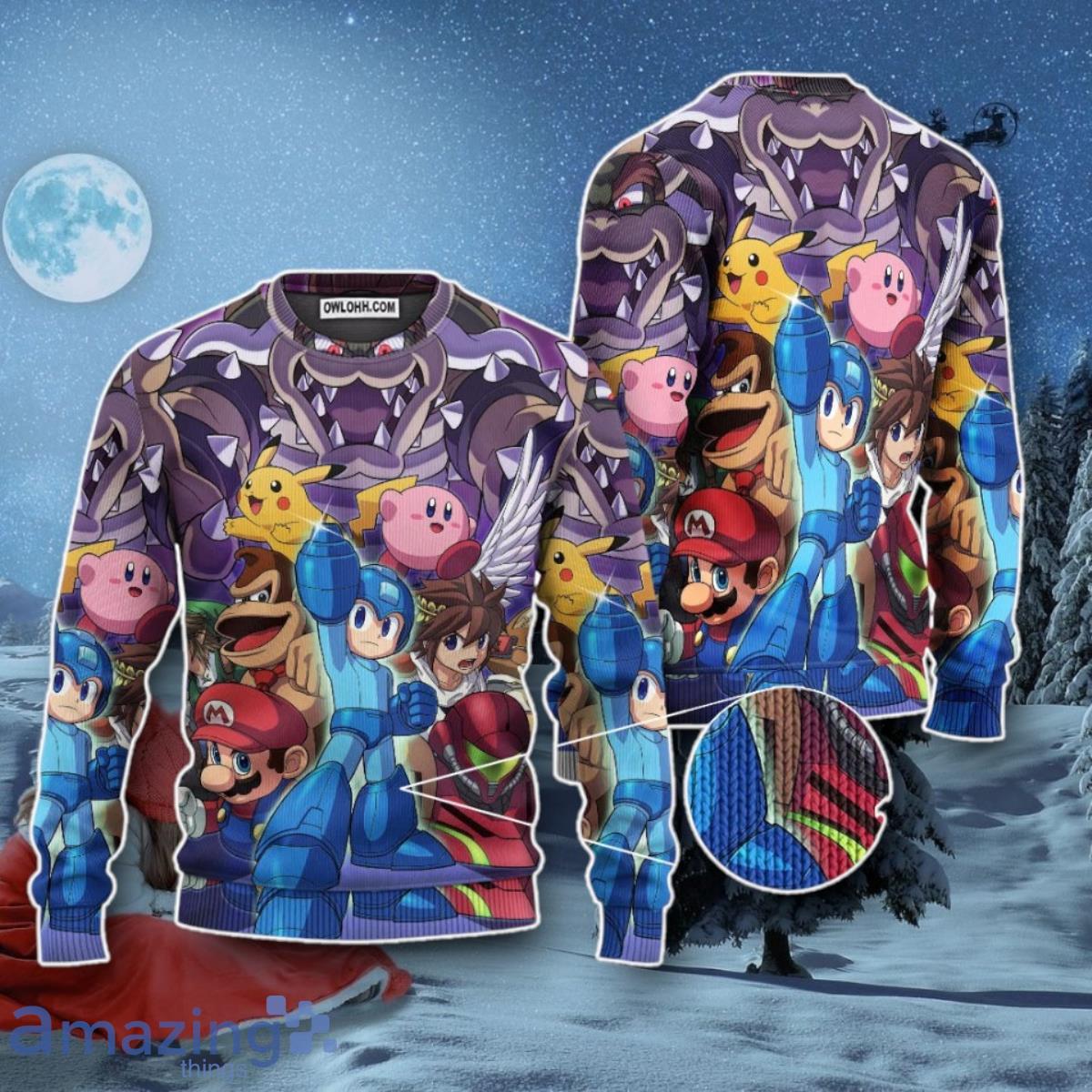 Zelda Pokemon & Mario’s Party Sweater Best Gift image Zelda Pokemon & Mario’s Party Sweater Best Gift Product Photo 2