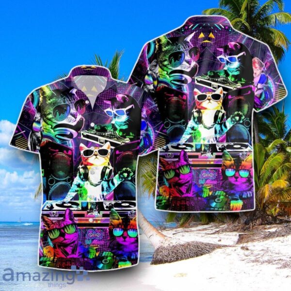 Cool Neon DJ Kitty Cat Hawaiian Shirt Best Gift For Men And Women Product Photo 1