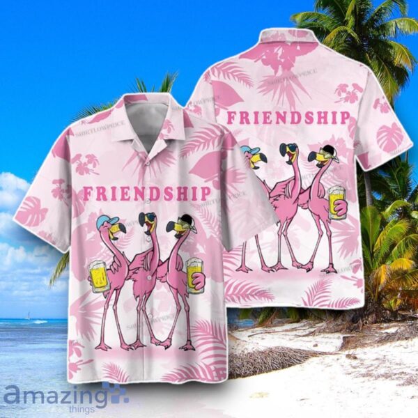 Flamingoes Drink Beer Friendship Print Hawaiian Shirt Best Gift For Men And Women Product Photo 1