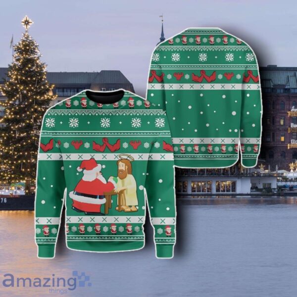 Funny Jesus And Santa Ugly Christmas Sweater Best Gift For Men And Women Product Photo 1