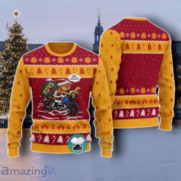 Garfield Cat Ugly Christmas Sweater Best Gift Cardinal Red Product Photo 1