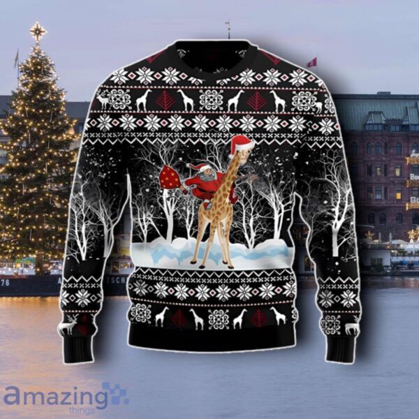 Giraffe And Santa Ugly Christmas Sweater Best Gift Product Photo 1