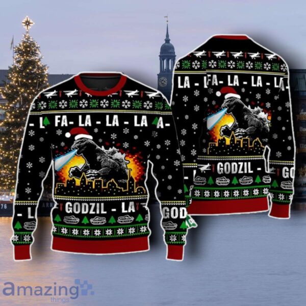 Godzilla Monster Fa La La La Ugly Christmas Sweater Best Gift Product Photo 1