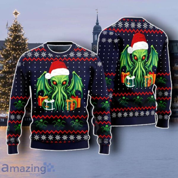 Green Octopus Great Old One Christmas Gift Ugly Christmas Sweater Best Gift Product Photo 1