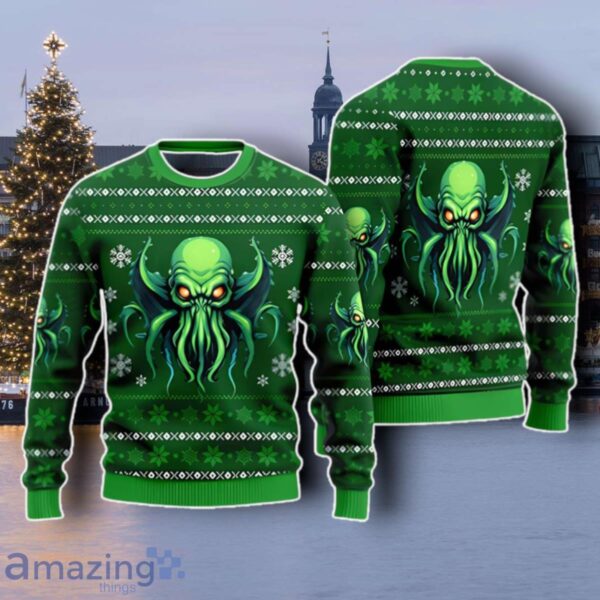 Green Octopus Great Old One Ugly Christmas Sweater Best Gift Product Photo 1