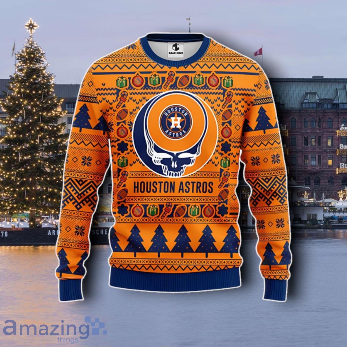 Houston Astros Grateful Dead Rock Band Ugly Christmas Sweater Best Gift image Houston Astros Grateful Dead Rock Band Ugly Christmas Sweater Best Gift Product Photo 1
