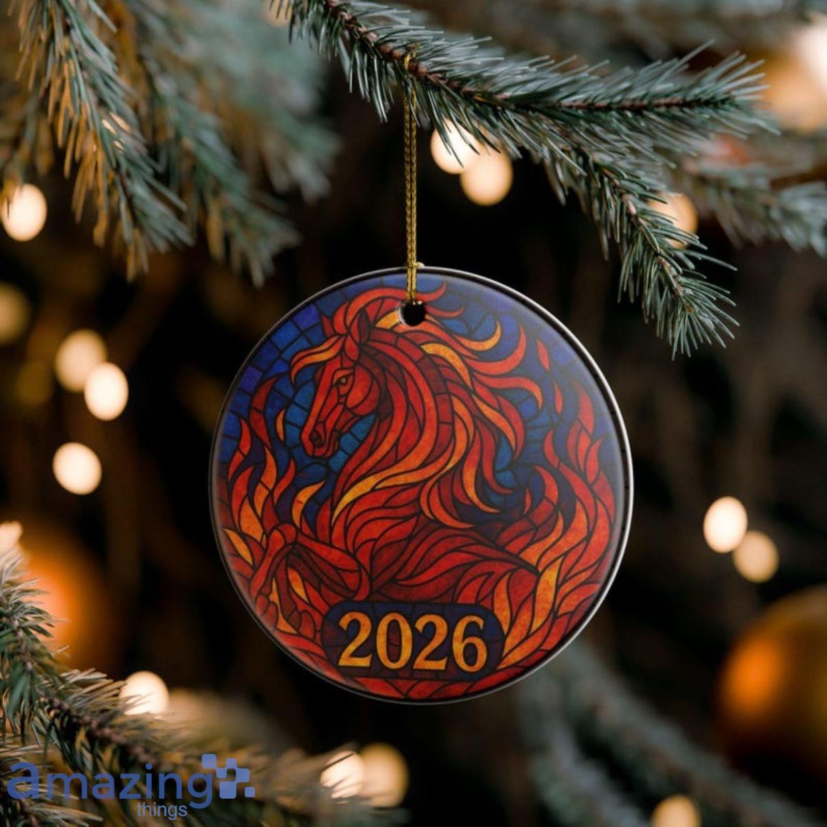 Ceramic Christmas Ornament 2026 Year of the Fire Horse image Ceramic Christmas Ornament 2026 Year of the Fire Horse Product Photo 1