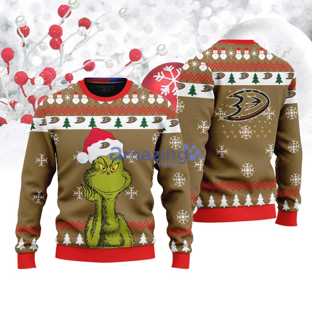 Anaheim Ducks The Grinch Funny Merry Christmas Ugly Sweater 3D Christmas Holiday Gift image Anaheim Ducks The Grinch Funny Merry Christmas Ugly Sweater 3D Christmas Holiday Gift Product Photo 1