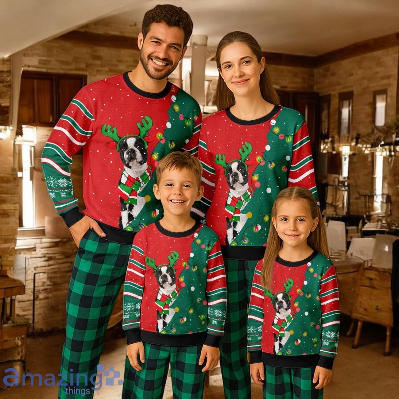 Boston Terrier Christmas Gift ForFamily Pajamas Set For Adults Boston Terrier Xmas image Boston Terrier Christmas Gift ForFamily Pajamas Set For Adults Boston Terrier Xmas Product Photo 1