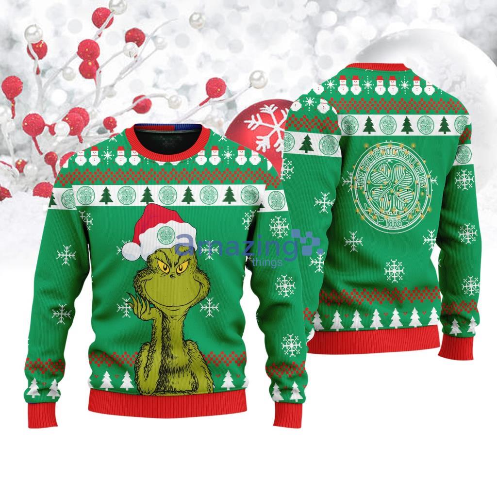 Celtic The Grinch Funny Merry Christmas Ugly Sweater 3D Christmas Holiday Gift image Celtic The Grinch Funny Merry Christmas Ugly Sweater 3D Christmas Holiday Gift Product Photo 1