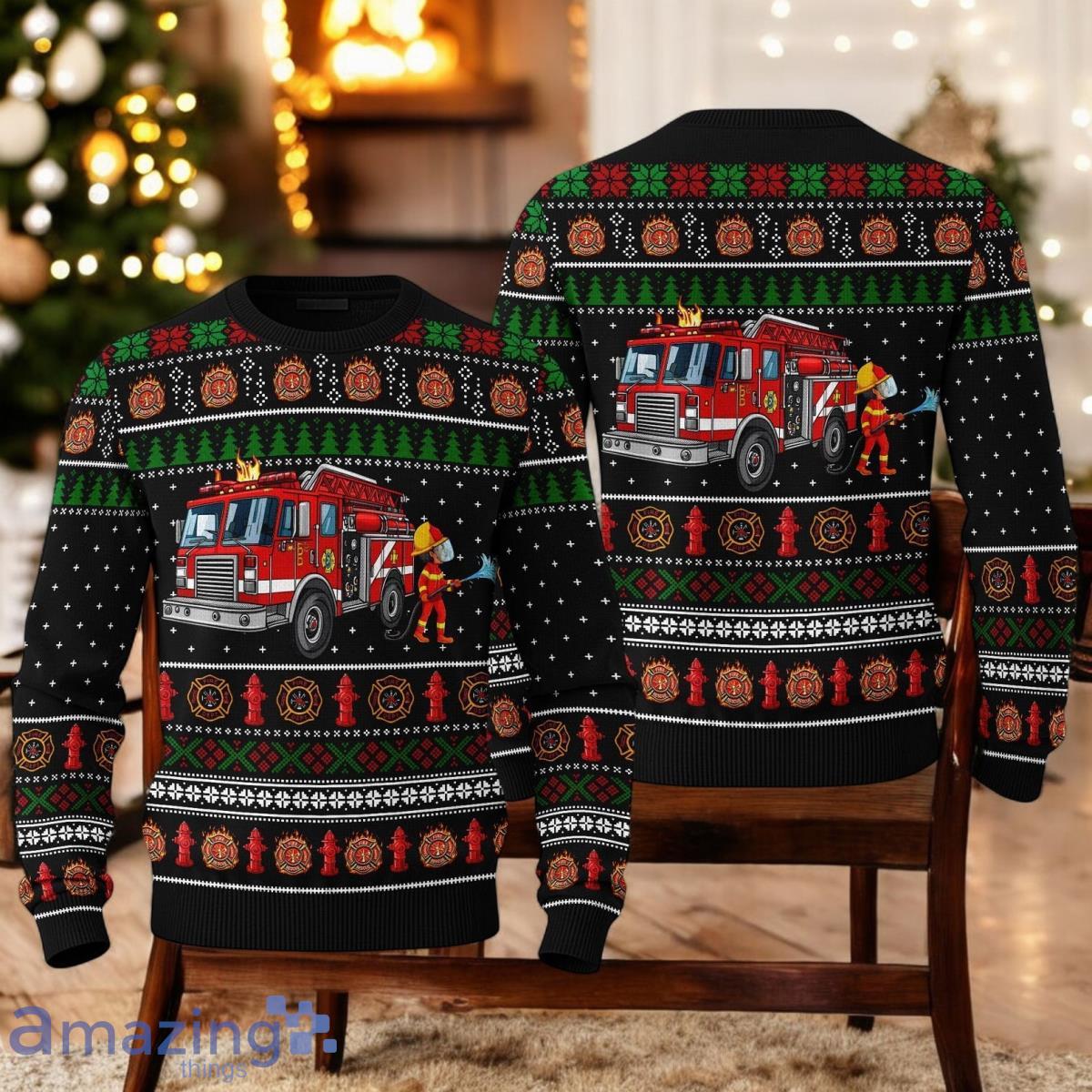 Firefighter Ugly Christmas Sweater Best Christmas Sweater For Firefighter Ugly Christmas Holiday Sweater image Firefighter Ugly Christmas Sweater Best Christmas Sweater For Firefighter Ugly Christmas Holiday Sweater Product Photo 1