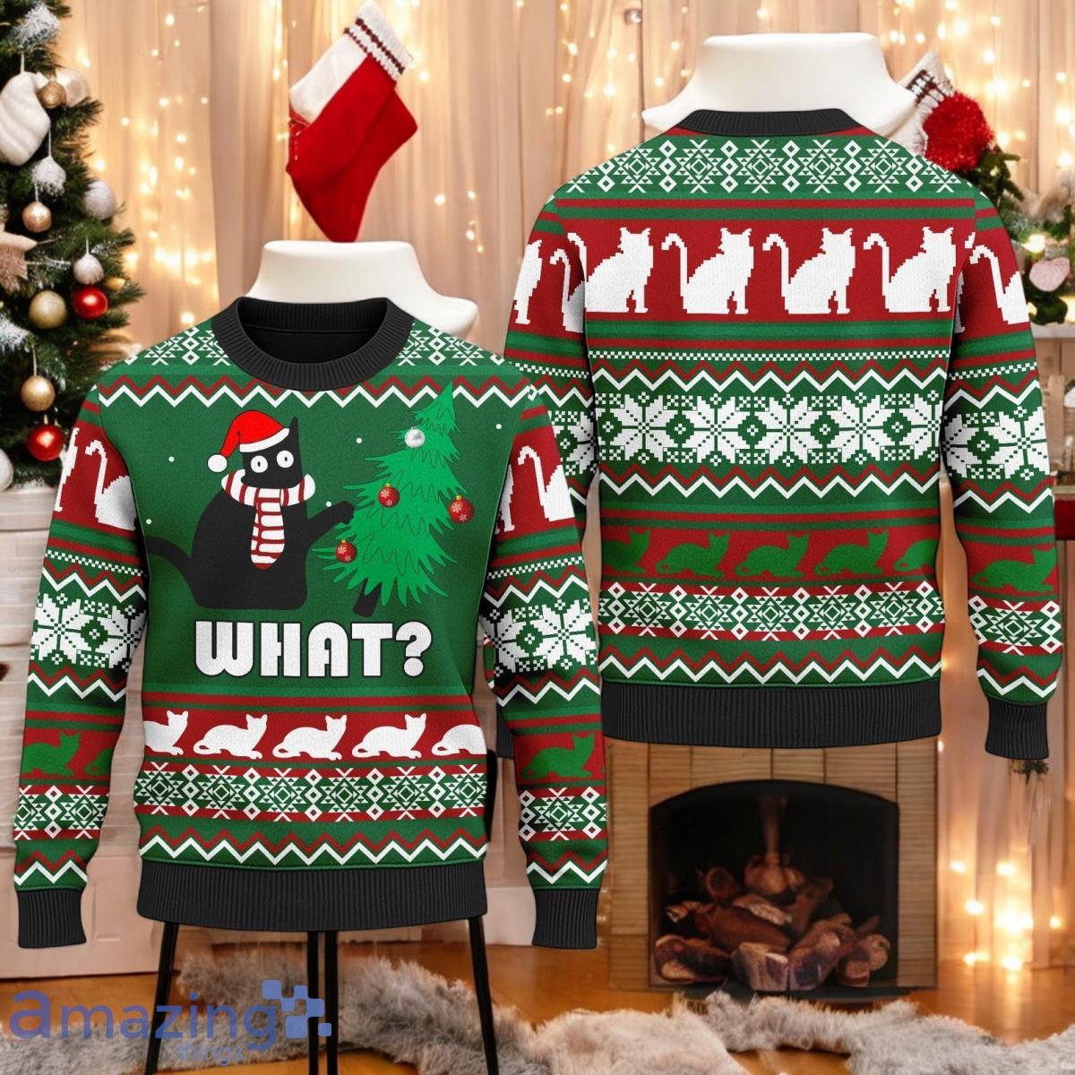 Funny Black Cat Ugly Christmas Sweater Cat Christmas Sweatshirt Cute Cat Pet Xmas Holiday Party Ugly Christmas Holiday Sweater image Funny Black Cat Ugly Christmas Sweater Cat Christmas Sweatshirt Cute Cat Pet Xmas Holiday Party Ugly Christmas Holiday Sweater Product Photo 1