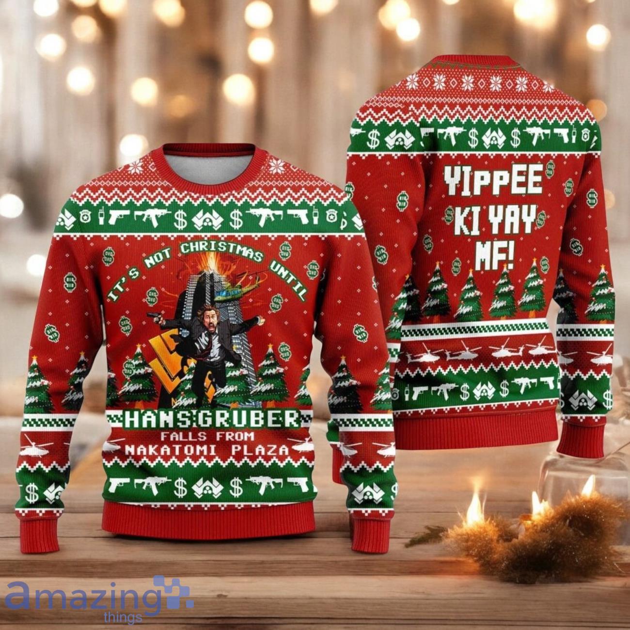 Hans Gruber Ugly Christmas Sweater Nakatomi Plaza Ugly Christmas Sweater Christmas Gift For Men And Women image Hans Gruber Ugly Christmas Sweater Nakatomi Plaza Ugly Christmas Sweater Christmas Gift For Men And Women Product Photo 1