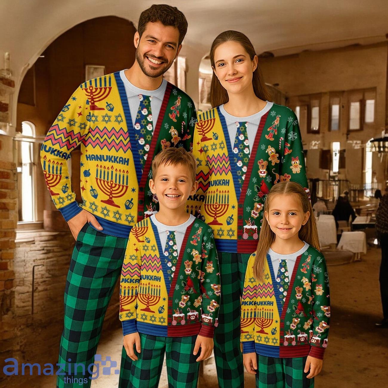 Hanukkah Gingerbread Cadigan Costume Christmas Gift ForFamily Pajamas Set For Adults image Hanukkah Gingerbread Cadigan Costume Christmas Gift ForFamily Pajamas Set For Adults Product Photo 1