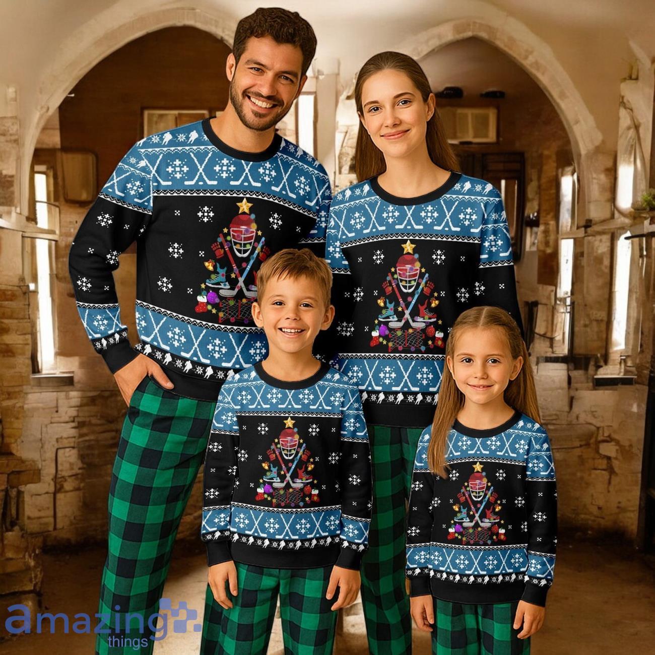 Happy Hockeyday Ugly Christmas Gift ForFamily Pajamas Set For Adults Hockey Christmas Gift ForFamily Pajamas Set For Adults image Happy Hockeyday Ugly Christmas Gift ForFamily Pajamas Set For Adults Hockey Christmas Gift ForFamily Pajamas Set For Adults Product Photo 1