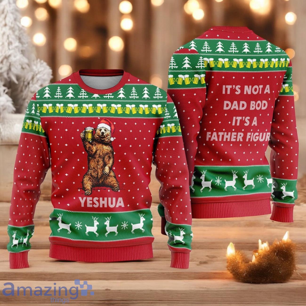It's Not A Dad Bod It's A Father Figure Ugly Sweater Bear Drinking Ugly Christmas Sweater Christmas Gift For Men And Women image It's Not A Dad Bod It's A Father Figure Ugly Sweater Bear Drinking Ugly Christmas Sweater Christmas Gift For Men And Women