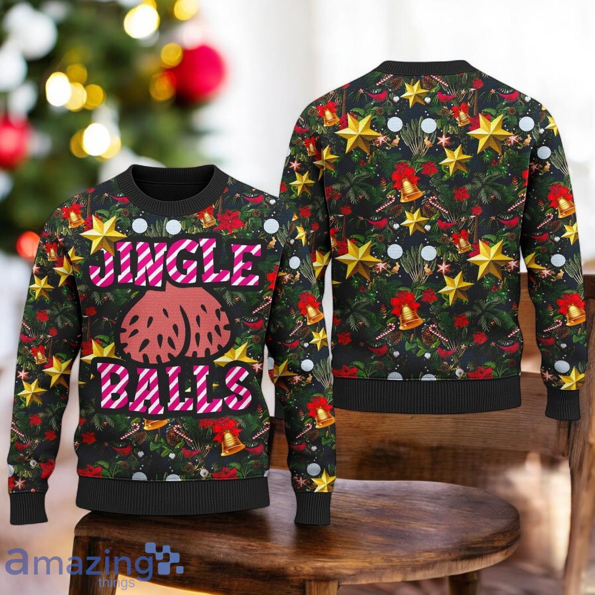 Jingle Balls Christmas Ugly Sweater Palm Tree Ugly Christmas Holiday Sweater image Jingle Balls Christmas Ugly Sweater Palm Tree Ugly Christmas Holiday Sweater Product Photo 1