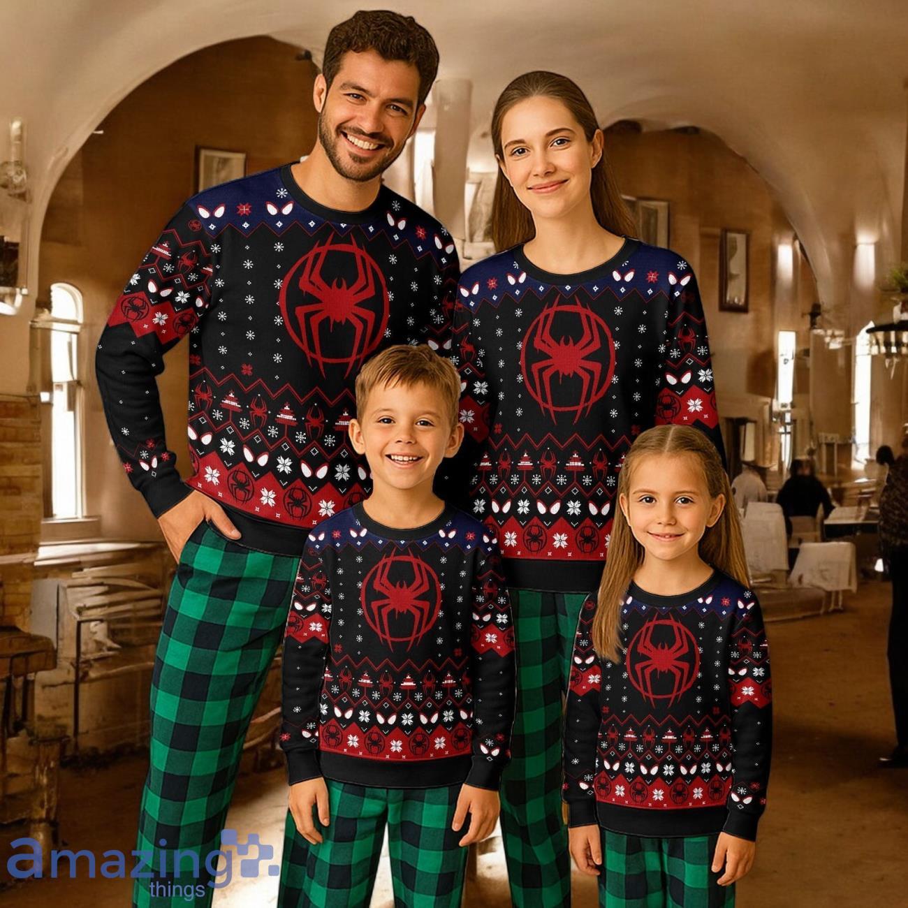 Marvel Spiderman Ugly Christmas Gift ForFamily Pajamas Set For Adults Superhero Ugly Christmas Gift ForFamily Pajamas Set For Adults Shirt image Marvel Spiderman Ugly Christmas Gift ForFamily Pajamas Set For Adults Superhero Ugly Christmas Gift ForFamily Pajamas Set For Adults Shirt Product Photo 1
