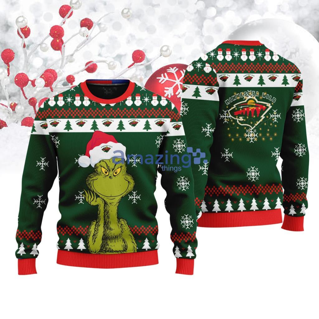 Minnesota Wild The Grinch Funny Merry Christmas Ugly Sweater 3D Christmas Holiday Gift image Minnesota Wild The Grinch Funny Merry Christmas Ugly Sweater 3D Christmas Holiday Gift Product Photo 1