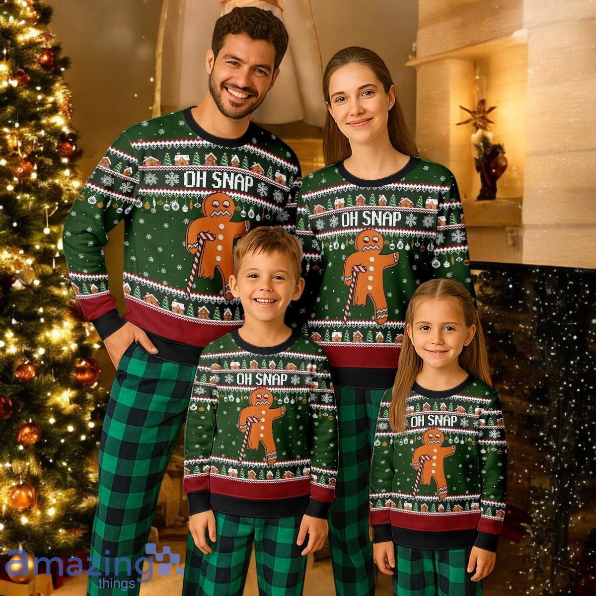 Oh Snap Gingerbread 3D Christmas Holiday Pajamas Set For Family Product Photo 1