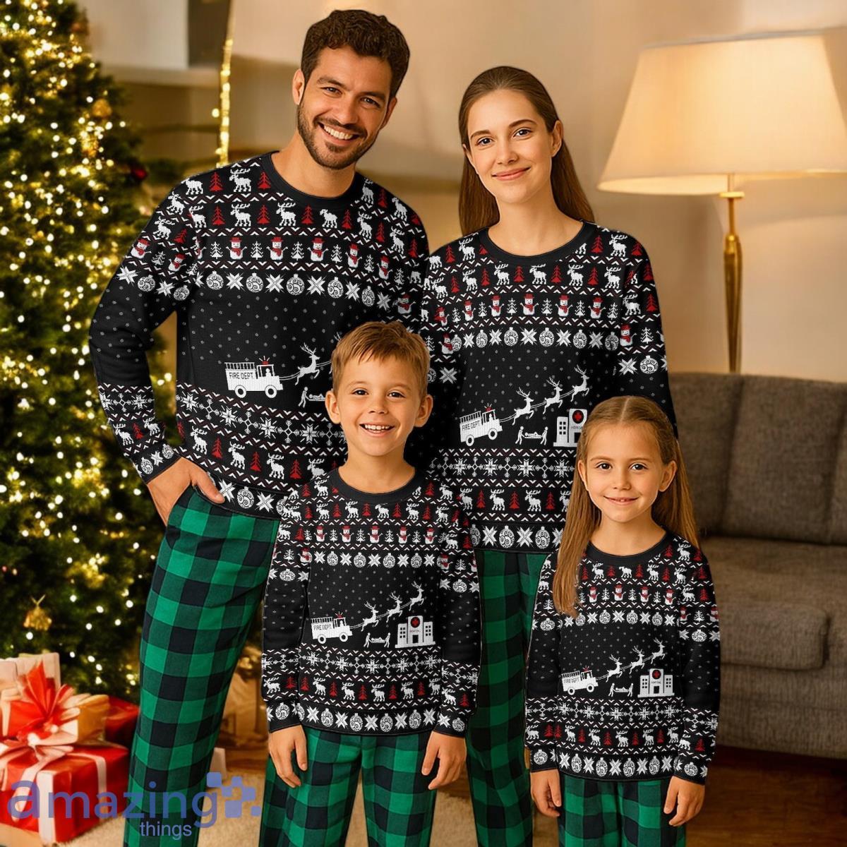 Paramedic Hospital Ambulance Christmas Holiday Pajamas Set For Family image Paramedic Hospital Ambulance Christmas Holiday Pajamas Set For Family Product Photo 1