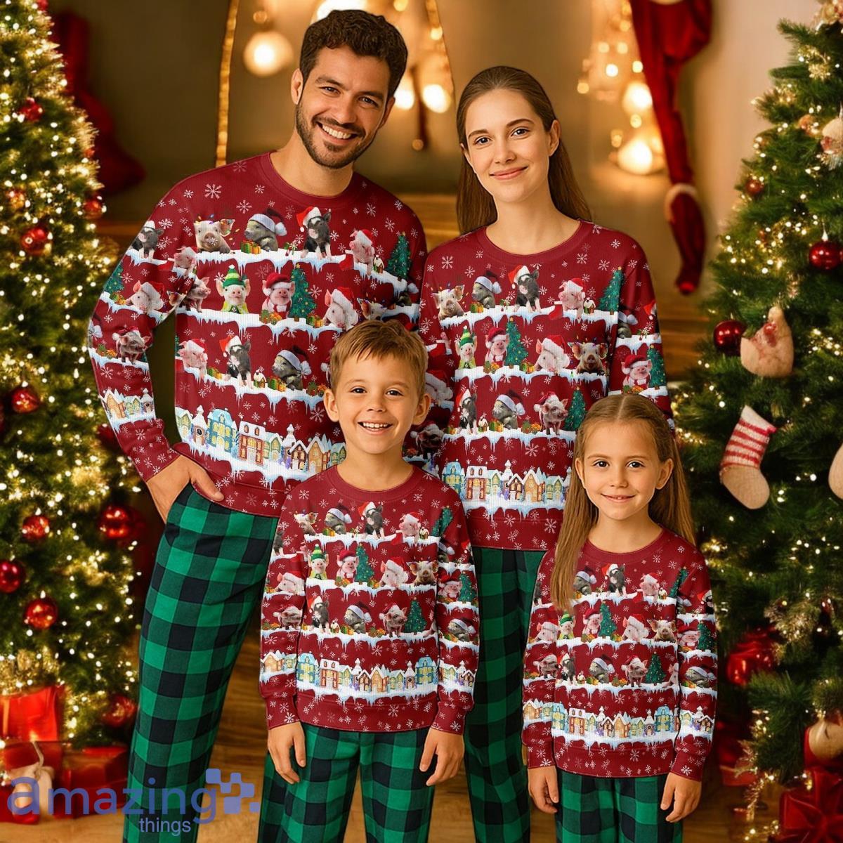 Pig Farm Christmas Holiday Pajamas Set For Family Product Photo 1