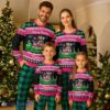 Pink Flamingo Merry Flocking Christmas Holiday Pajamas Set For Family