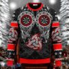 Red Triple Horn Pattern Wolf Viking Ugly Christmas Sweater Holiday Gift For Family and Friends