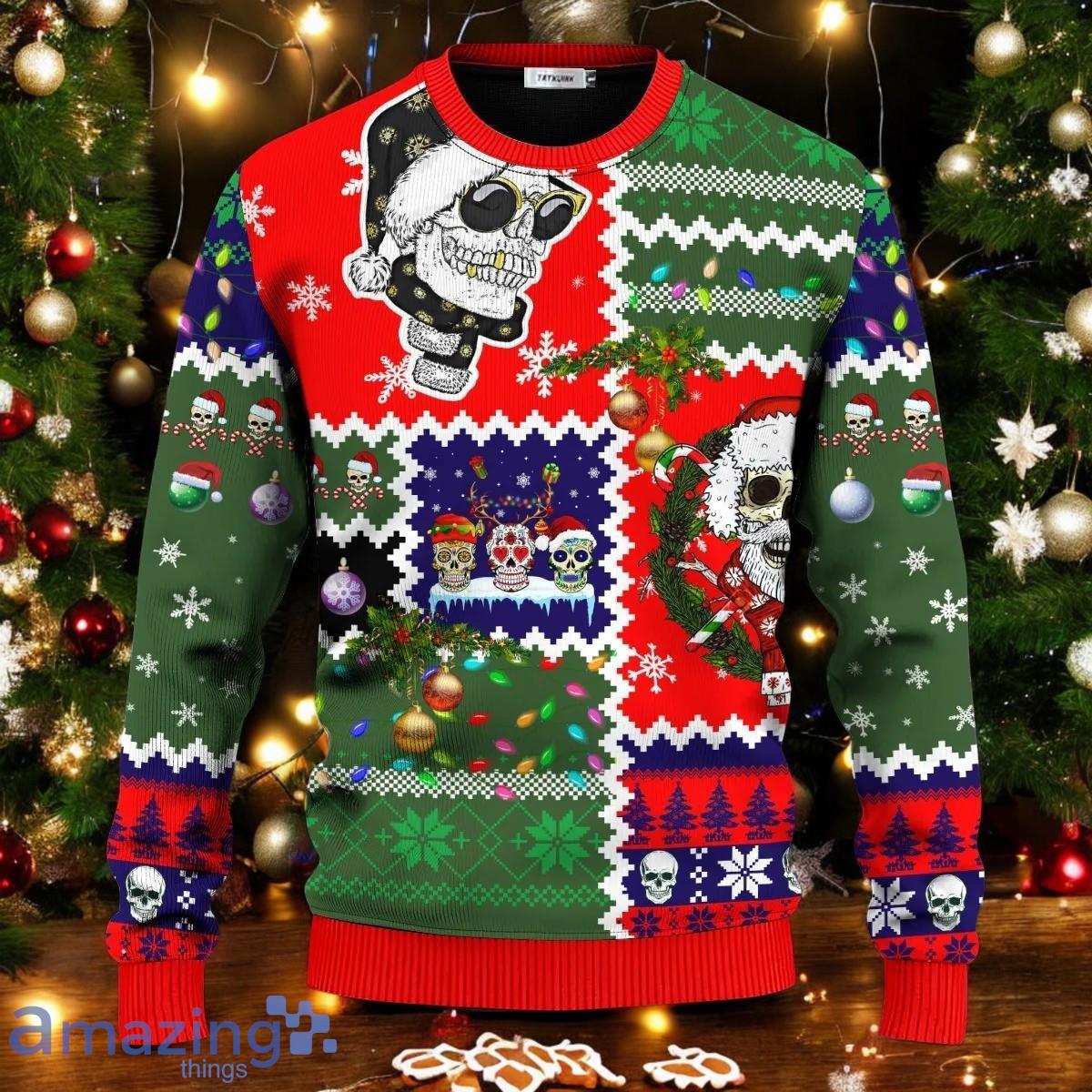 Santa Claus Skulls Cool Christmas Pattern Skull Ugly Christmas Sweater Holiday Gift For Family and Friends image Santa Claus Skulls Cool Christmas Pattern Skull Ugly Christmas Sweater Holiday Gift For Family and Friends Product Photo 1