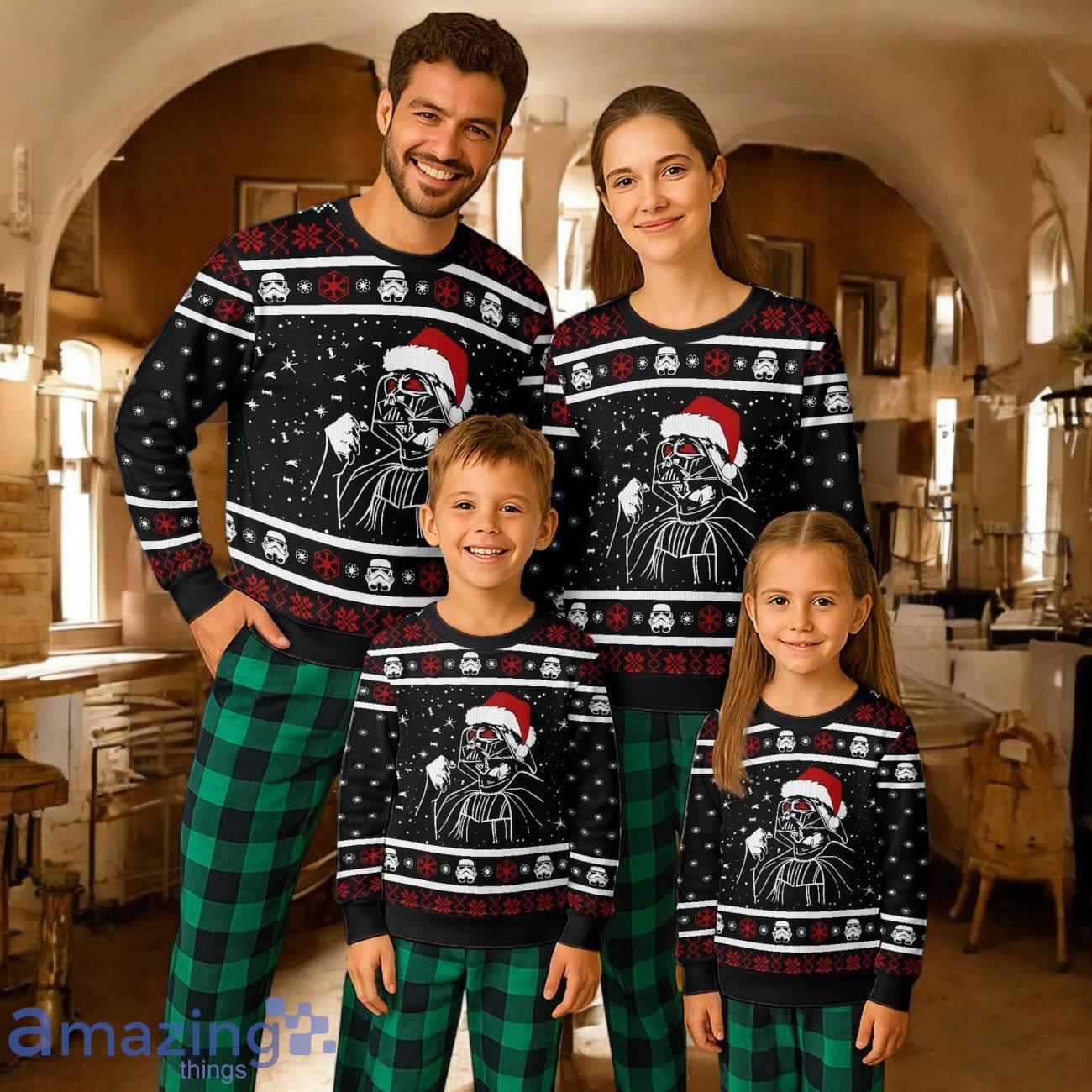 Santa Darth Vader Christmas Gift ForFamily Pajamas Set For Adults image Santa Darth Vader Christmas Gift ForFamily Pajamas Set For Adults Product Photo 1