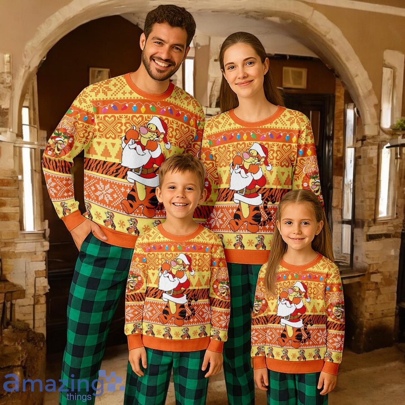 Tigger Ugly Christmas Gift ForFamily Pajamas Set For Adults Winnie The Pooh Xmas image Tigger Ugly Christmas Gift ForFamily Pajamas Set For Adults Winnie The Pooh Xmas Product Photo 1
