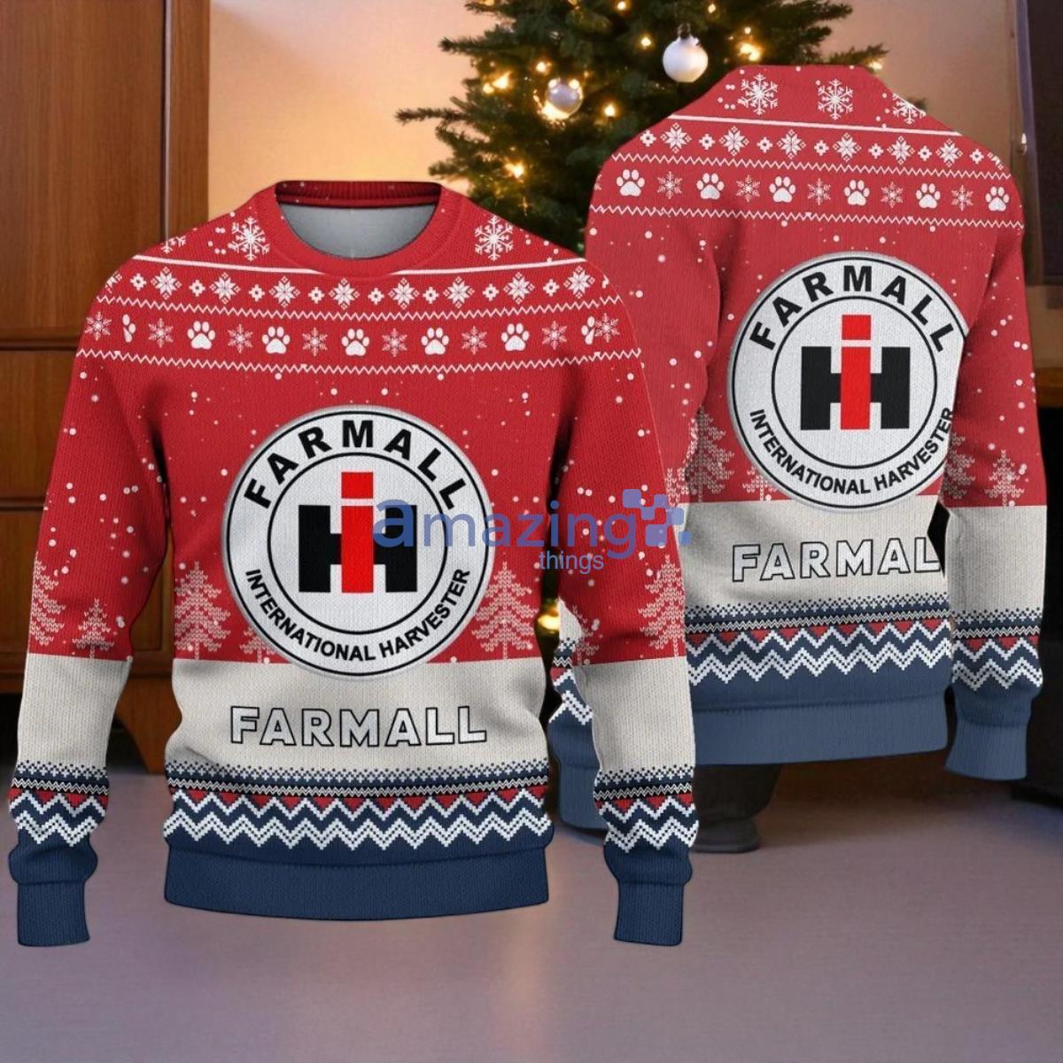 Ugly Sweater Farmall Farmer Love Logo Christmas Pattern Ugly Christmas Swweater image Ugly Sweater Farmall Farmer Love Logo Christmas Pattern Ugly Christmas Swweater Product Photo 1