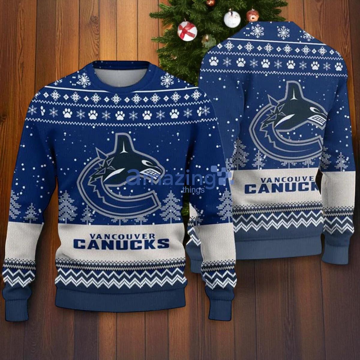 Vancouver Canucks Woolen Big Logo Ugly Christmas Sweater NHL Christmas Sweater For Fans image Vancouver Canucks Woolen Big Logo Ugly Christmas Sweater NHL Christmas Sweater For Fans Product Photo 1