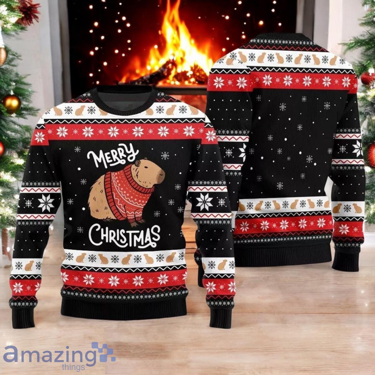 Capybara Merry Christmas Ugly Sweater Funny Capybara Holiday Sweater image Capybara Merry Christmas Ugly Sweater Funny Capybara Holiday Sweater Product Photo 1